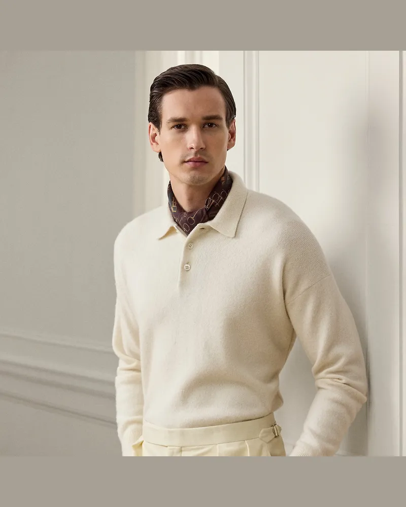 Ralph Lauren Kaschmir-Alpaka-Pullover mit Polokragen Cream