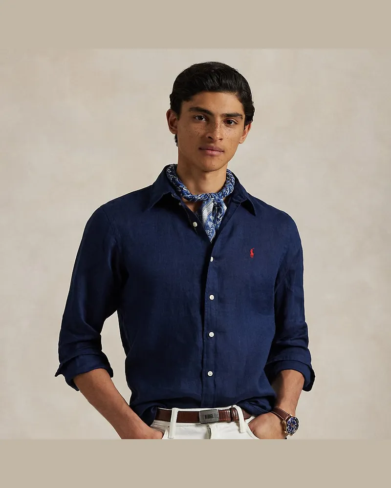 Ralph Lauren Slim-Fit Leinenhemd Blue