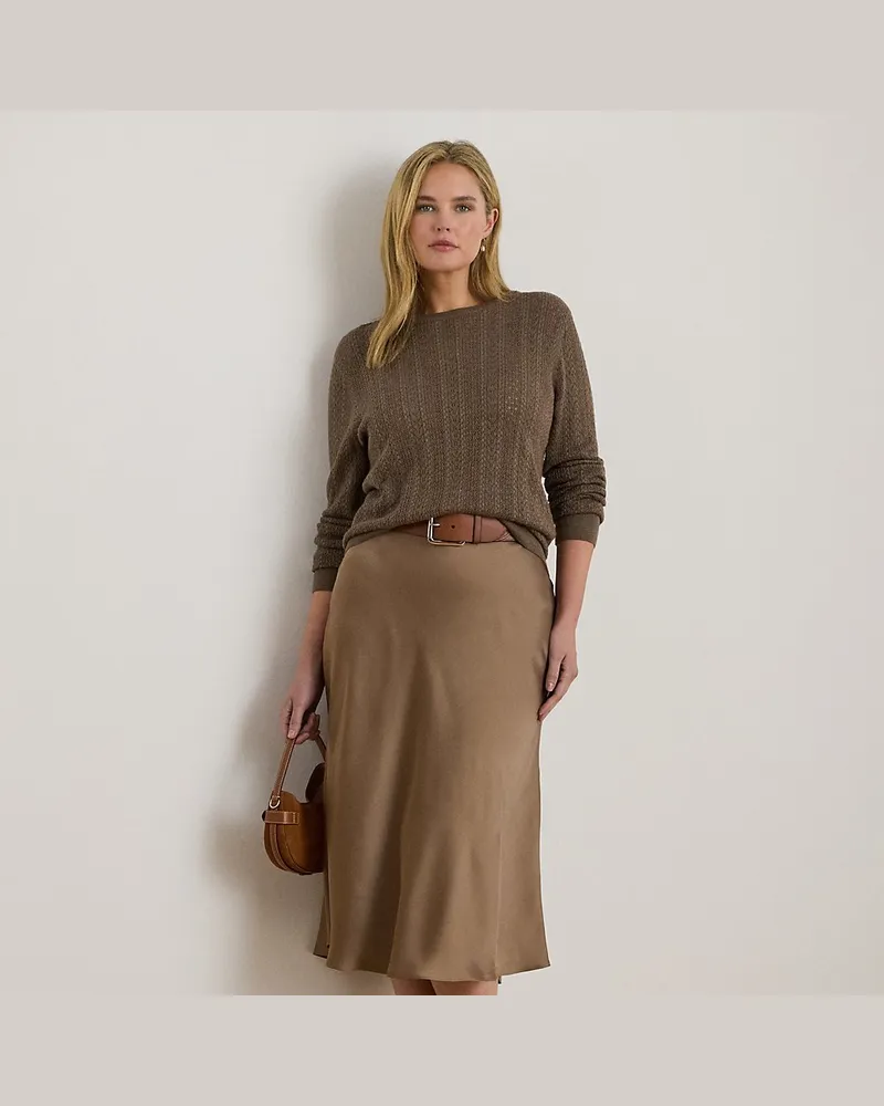 Ralph Lauren Plus Größen - Midirock aus Satin-Charmeuse Brown