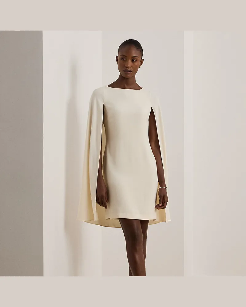 Ralph Lauren Cape-Cocktailkleid aus Georgette Cream