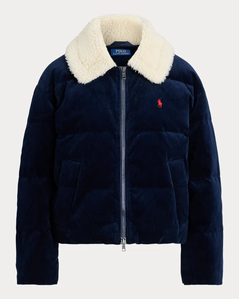 Ralph Lauren Daunen-Pufferjacke aus Kordsamt Blue