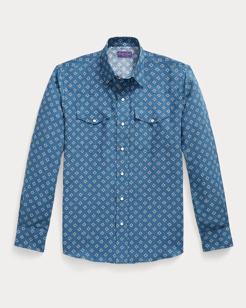 Ralph Lauren Relaxed-Fit Leinen-Seiden-Westernhemd Blue
