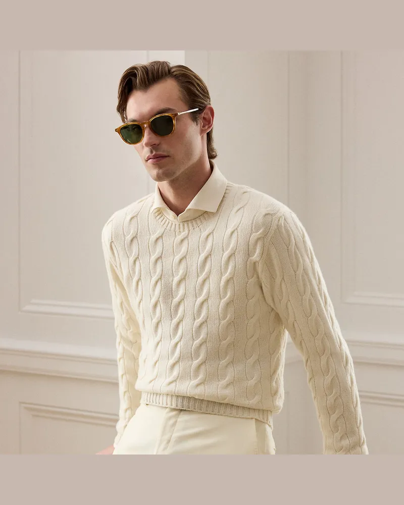 Ralph Lauren Kaschmirpullover mit Zopfmuster Cream