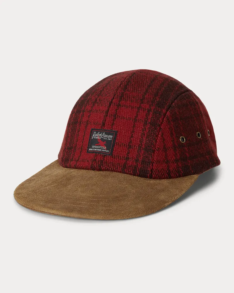 Ralph Lauren Karo-Kappe mit Wildlederschirm Red
