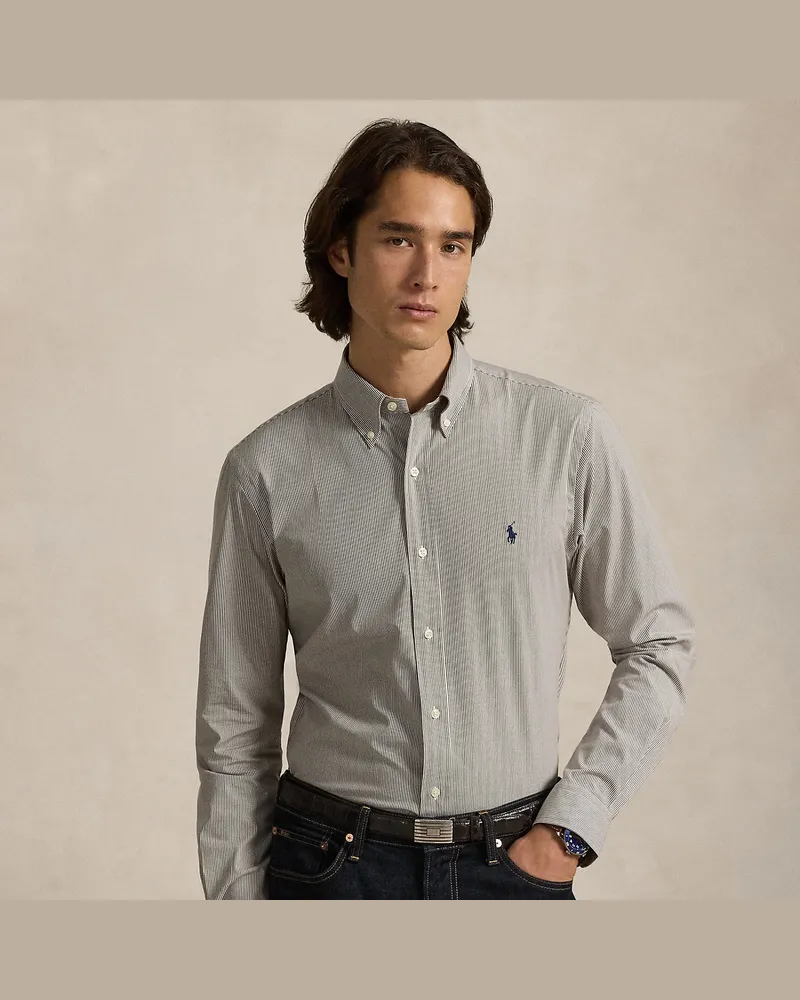 Ralph Lauren Gestreiftes Slim-Fit Hemd aus Popeline Brown