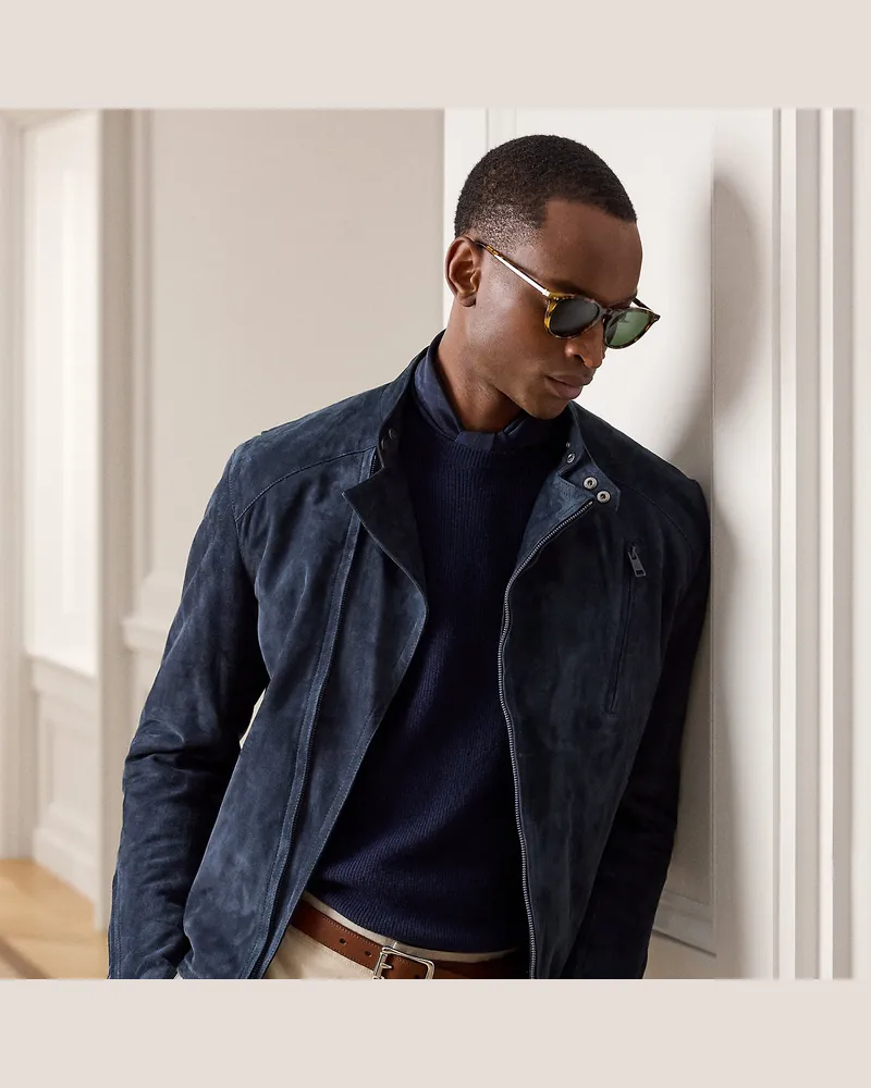 Ralph Lauren Bikerjacke aus Wildleder Blue