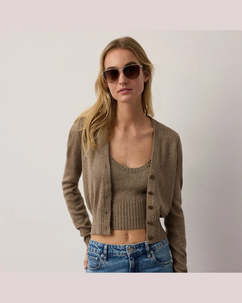 Ralph Lauren Strickjacke aus Mouliné-Seidenmischung Brown