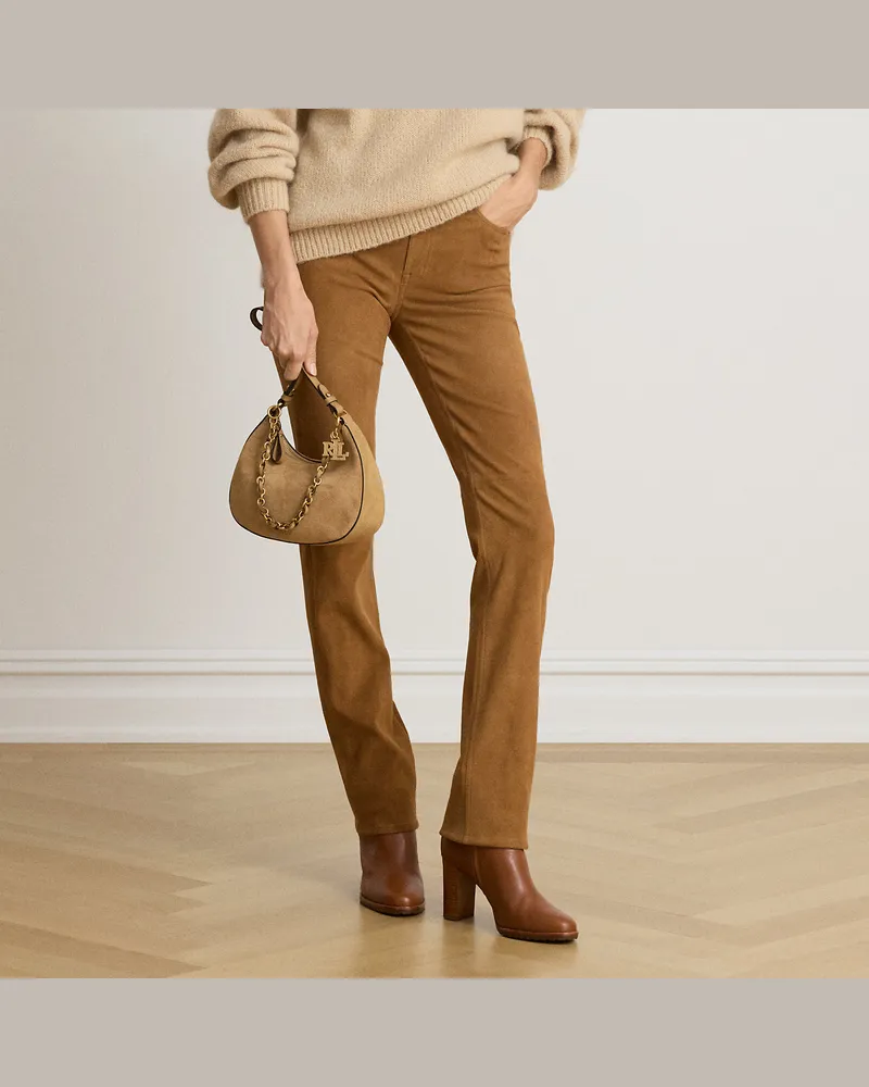 Ralph Lauren Slim-Straight-Fit Hose aus Wildleder Tan