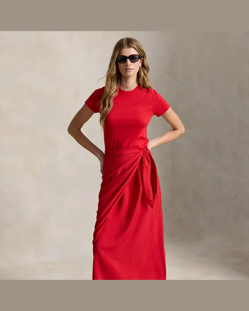 Ralph Lauren T-Shirt-Kleid in Wickeloptik Red