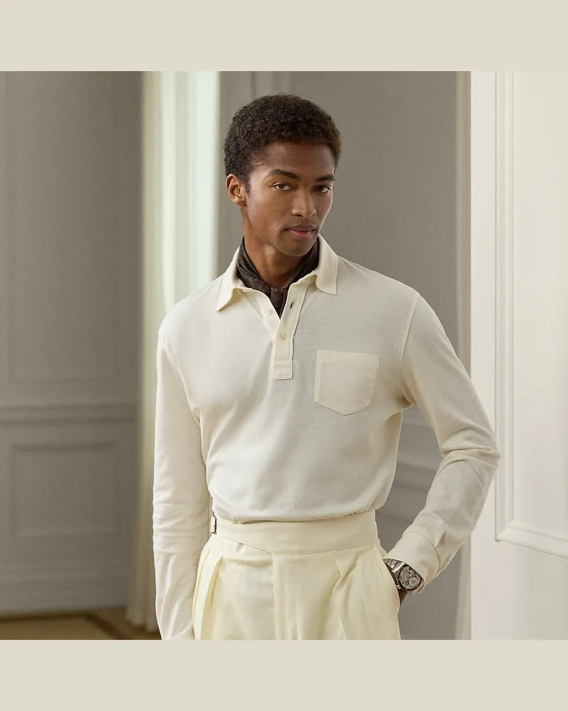Ralph Lauren Poloshirt aus Baumwoll-Kaschmir-Piqué Cream