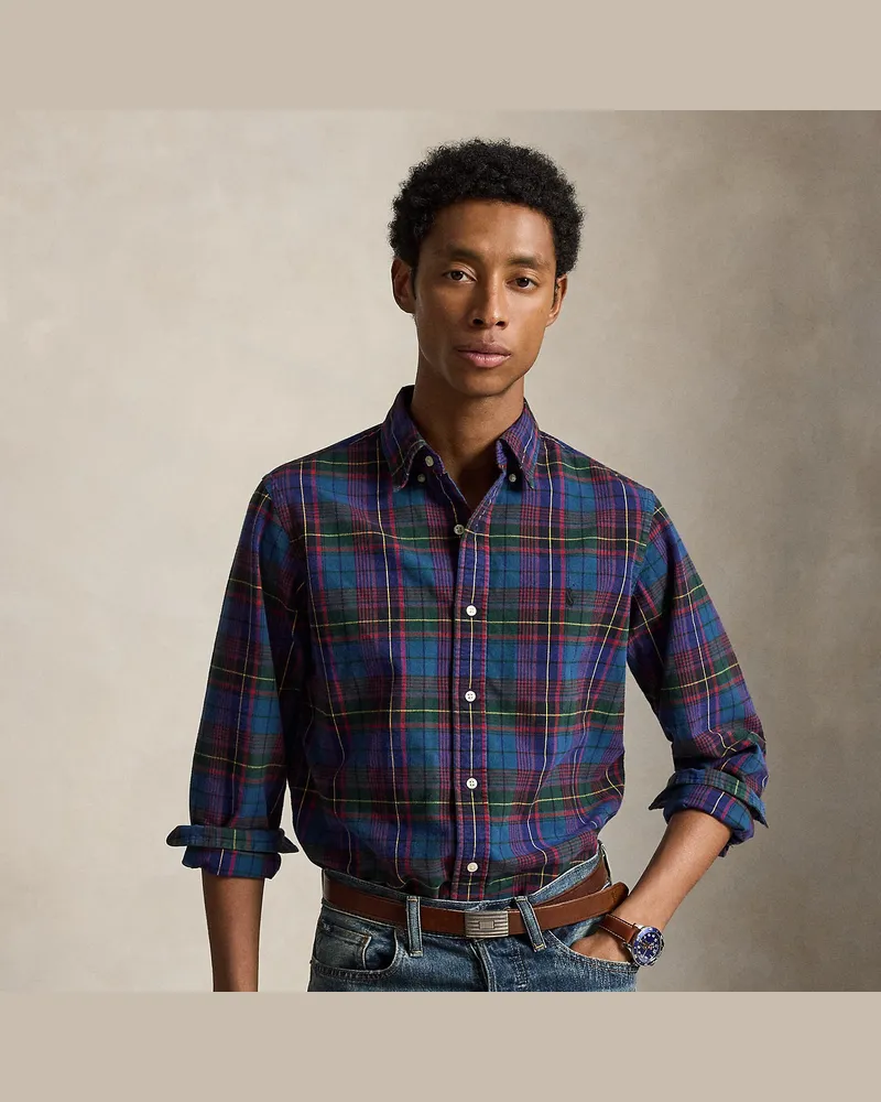 Ralph Lauren Kariertes Custom-Fit Oxfordhemd Green