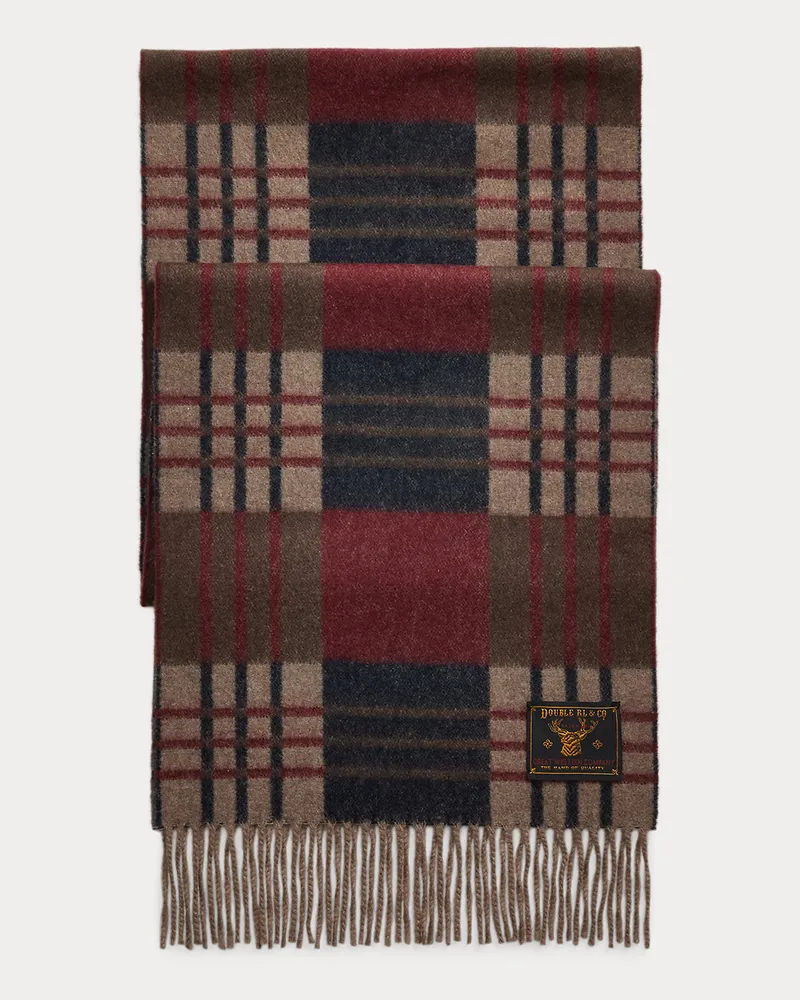 Ralph Lauren Gemusterter Schal aus Wolle und Kaschmir Blue