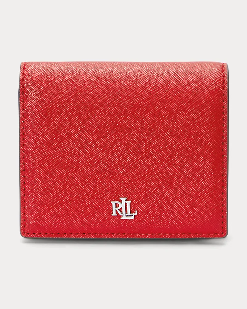 Ralph Lauren Kompakte Brieftasche aus Schraffurleder Red