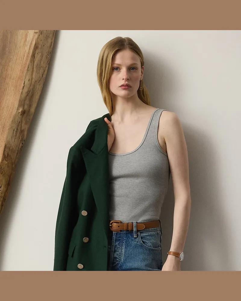 Ralph Lauren Geripptes Tanktop Ellis mit Baumwolle Grey