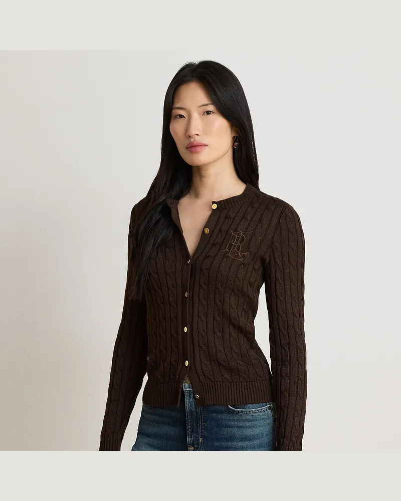 Ralph Lauren Strickjacke mit Zopfmuster Brown