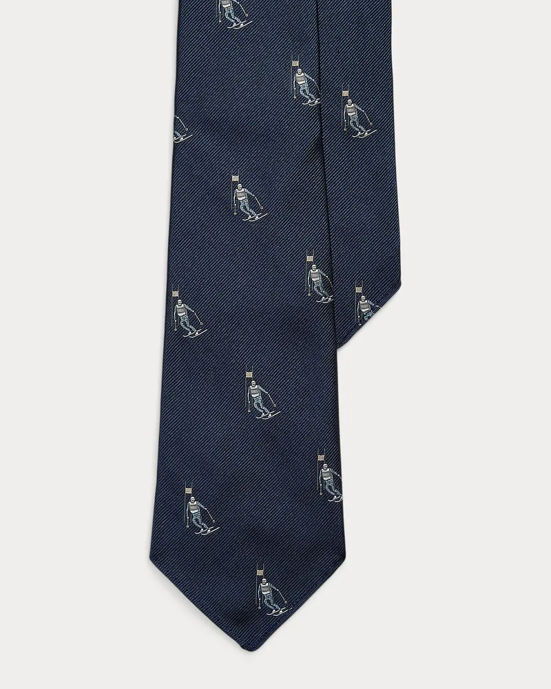 Ralph Lauren Skifahrer-Seidenkrawatte im Vintage-Stil Blue