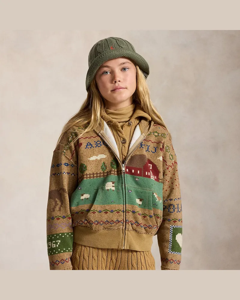 Ralph Lauren Fleece-Kapuzenjacke mit Reißverschluss Brown