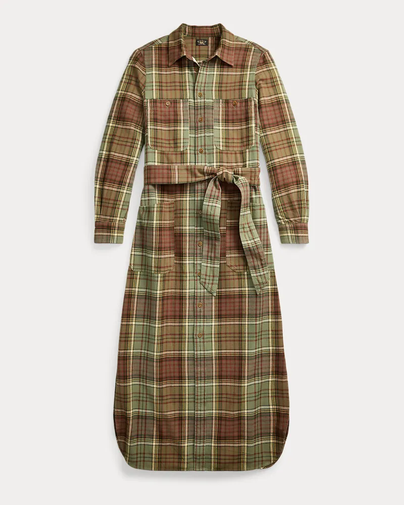 Ralph Lauren Kariertes Hemdkleid aus Baumwolltwill Green