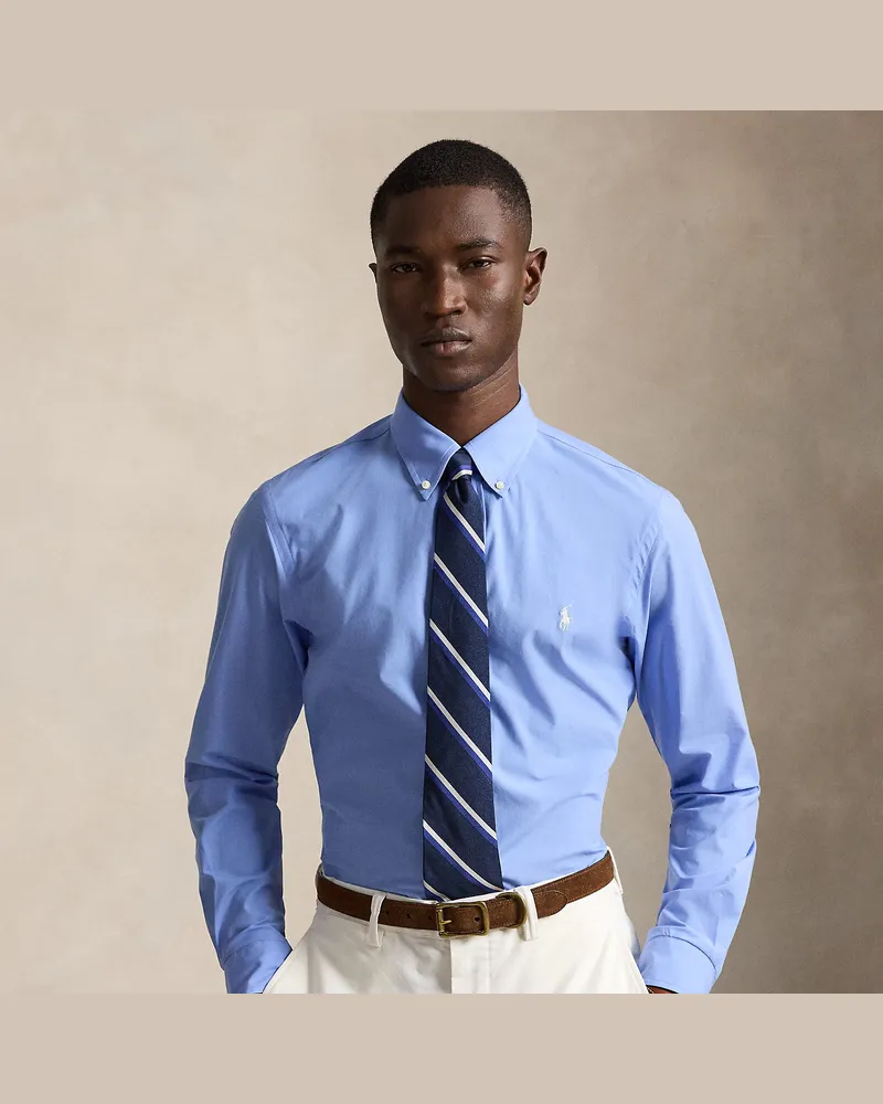 Ralph Lauren Custom-Fit Hemd aus Stretchpopeline Blue