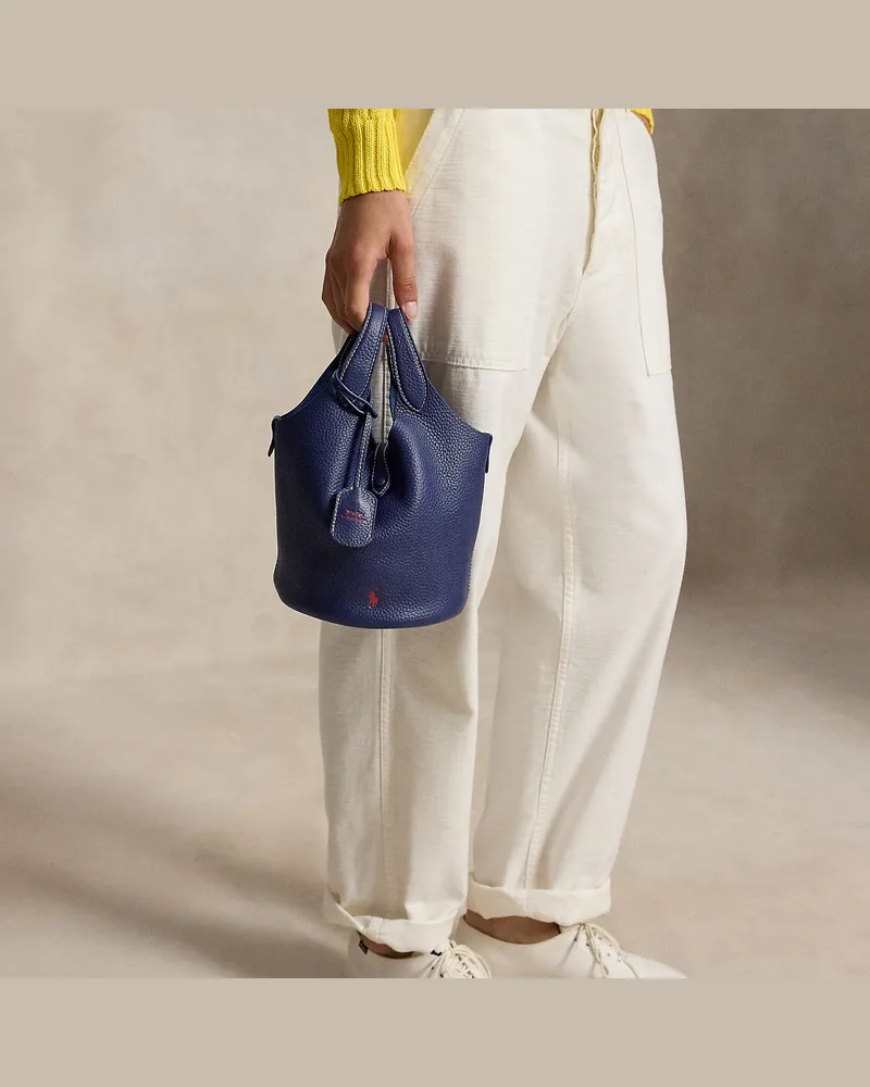 Ralph Lauren Kleine Umhängetasche Polo Play aus Leder Blue