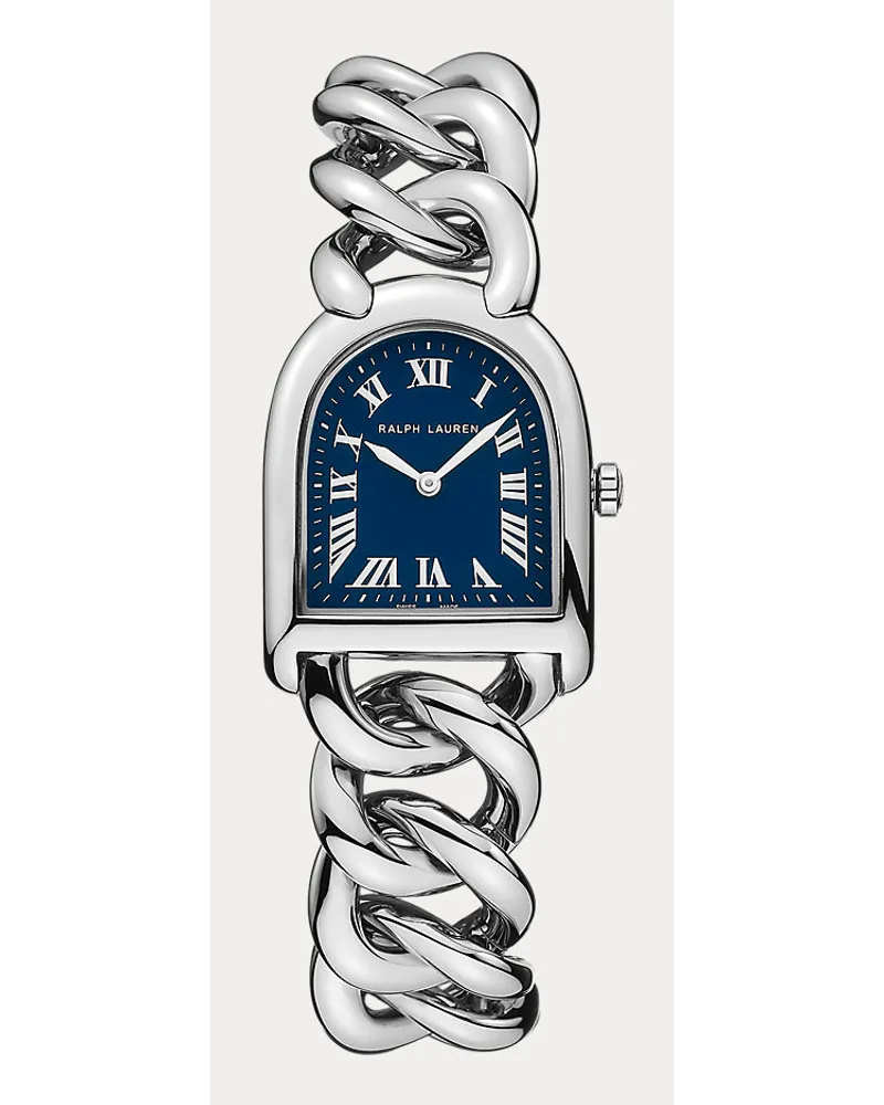 Ralph Lauren Stahl Armbanduhr Mit Blauem Zifferblatt Blue