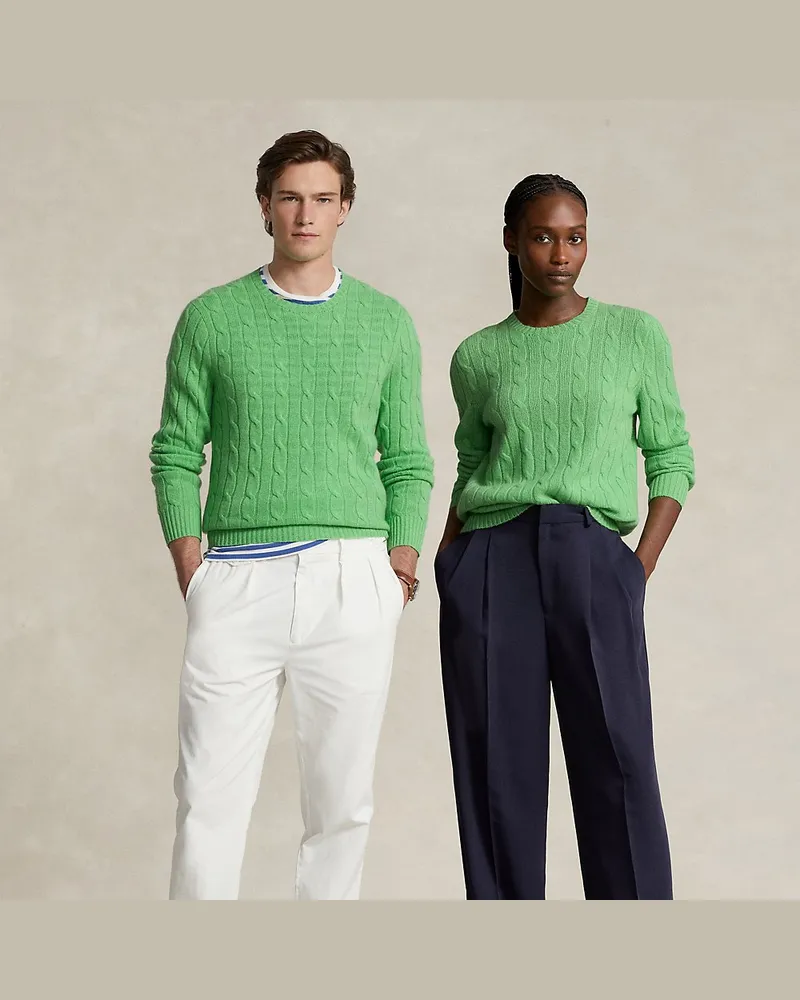 Ralph Lauren Kaschmirpullover mit Zopfmuster Green