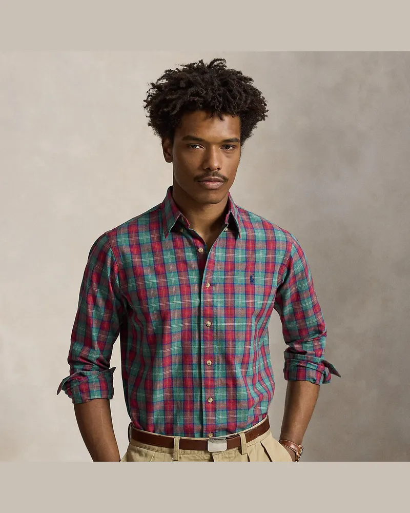 Ralph Lauren Kariertes Custom-Fit Oxfordhemd Green