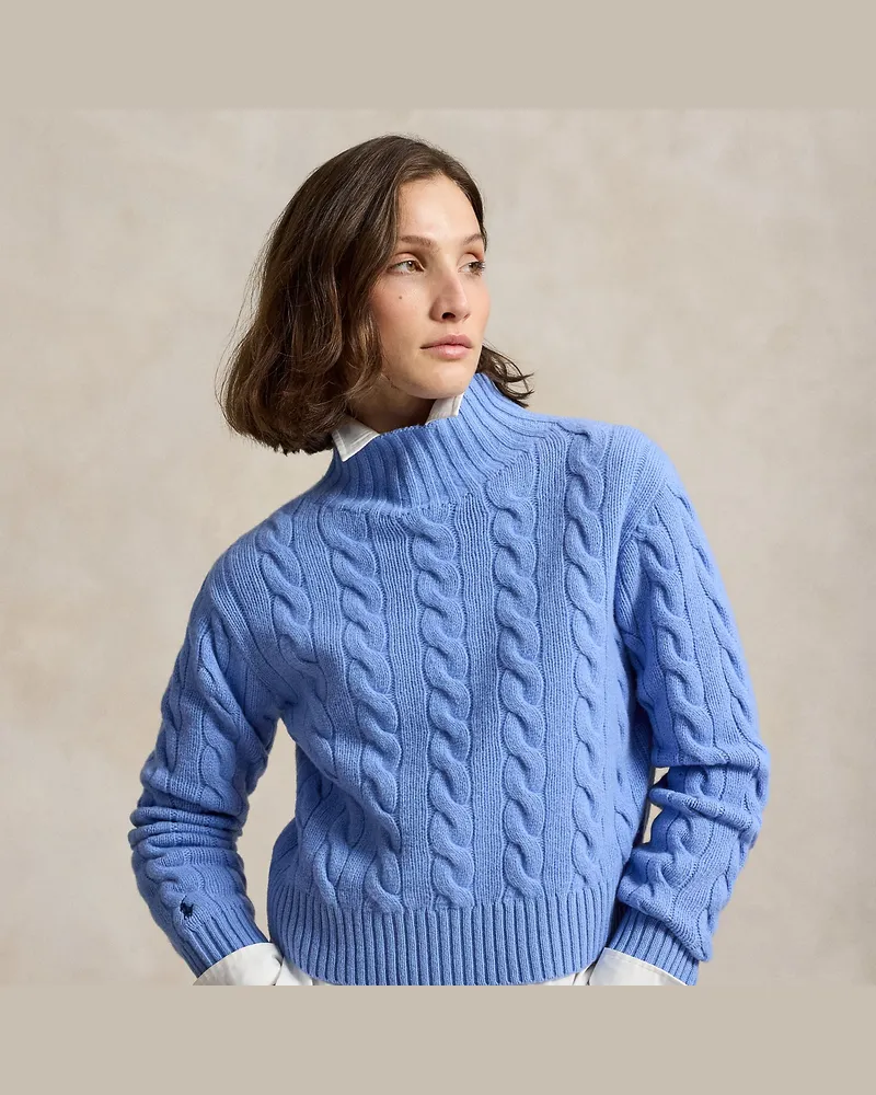 Ralph Lauren Rollkragenpullover mit Zopfmuster Blue