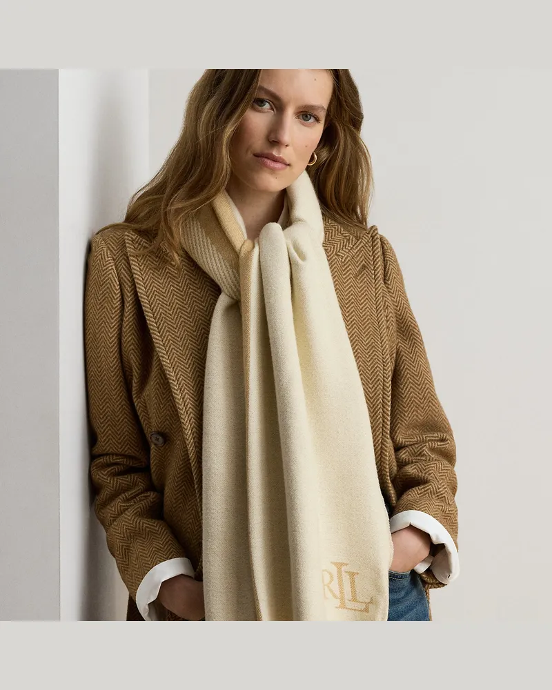 Ralph Lauren Jacquard-Wickelschal mit Gürteldruck Cream