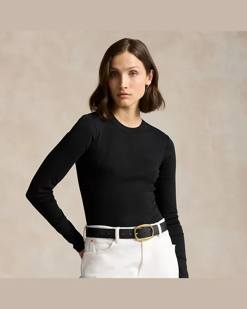 Ralph Lauren Slim-Fit Langarm-T-Shirt aus Baumwolle Black