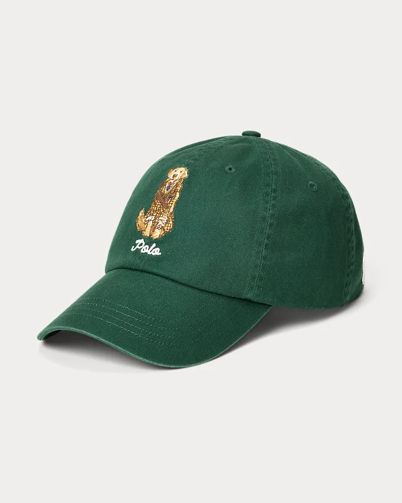 Ralph Lauren Twill-Baseballkappe mit gesticktem Hund Green