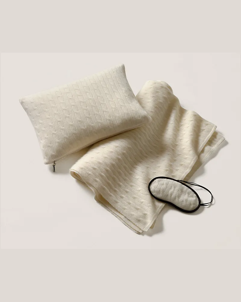 Ralph Lauren Home Kaschmir-Geschenkset mit Zopfmuster Cream
