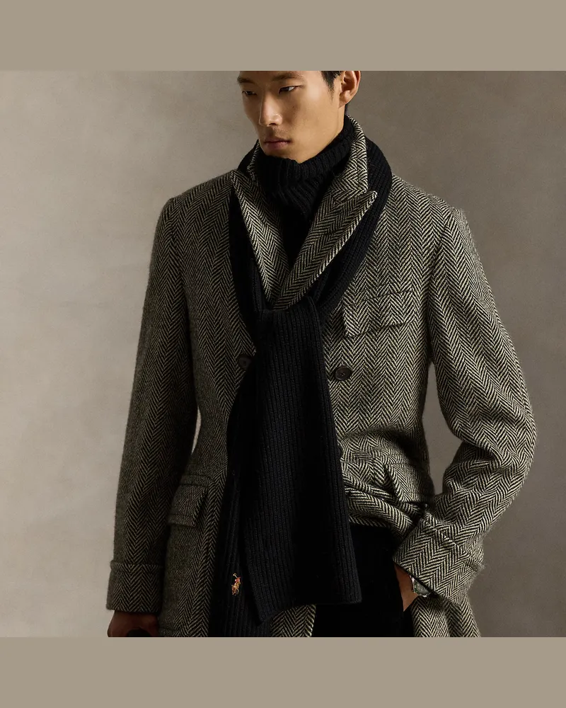 Ralph Lauren Rippenstrickschal aus Wollmischung Black