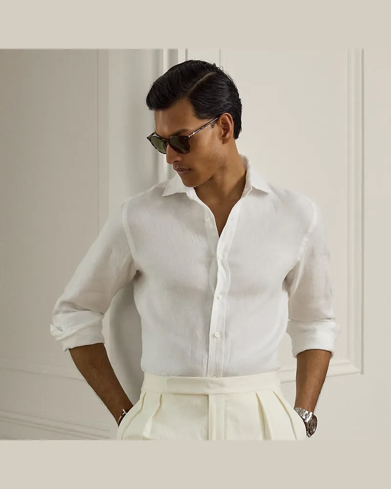 Ralph Lauren Leinenhemd mit Korbmuster White