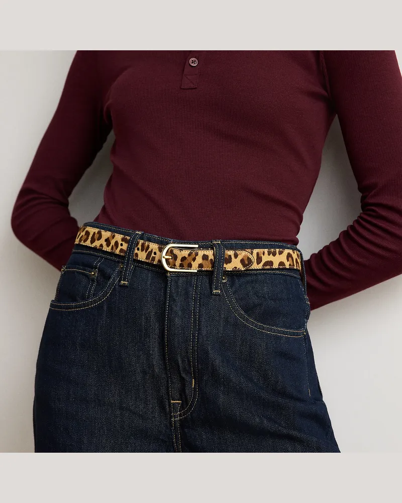 Ralph Lauren Schmaler Gürtel mit Leopardenmuster Brown