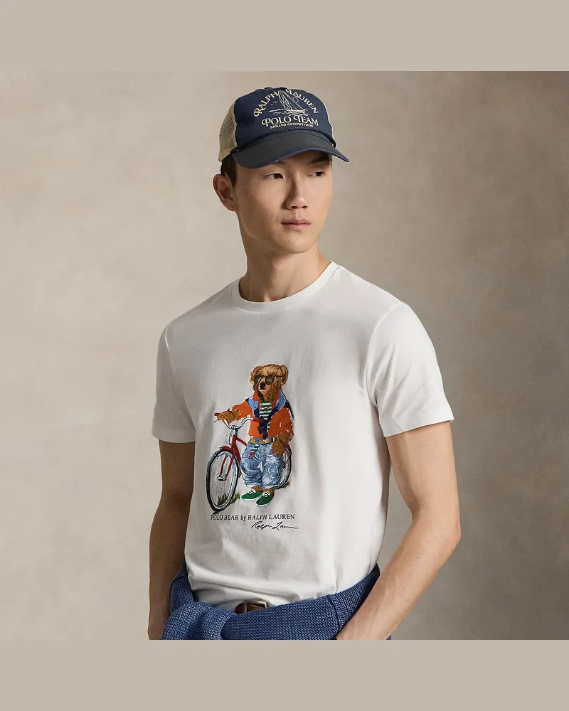 Ralph Lauren Custom-Slim-Fit T-Shirt mit Polo Bear White
