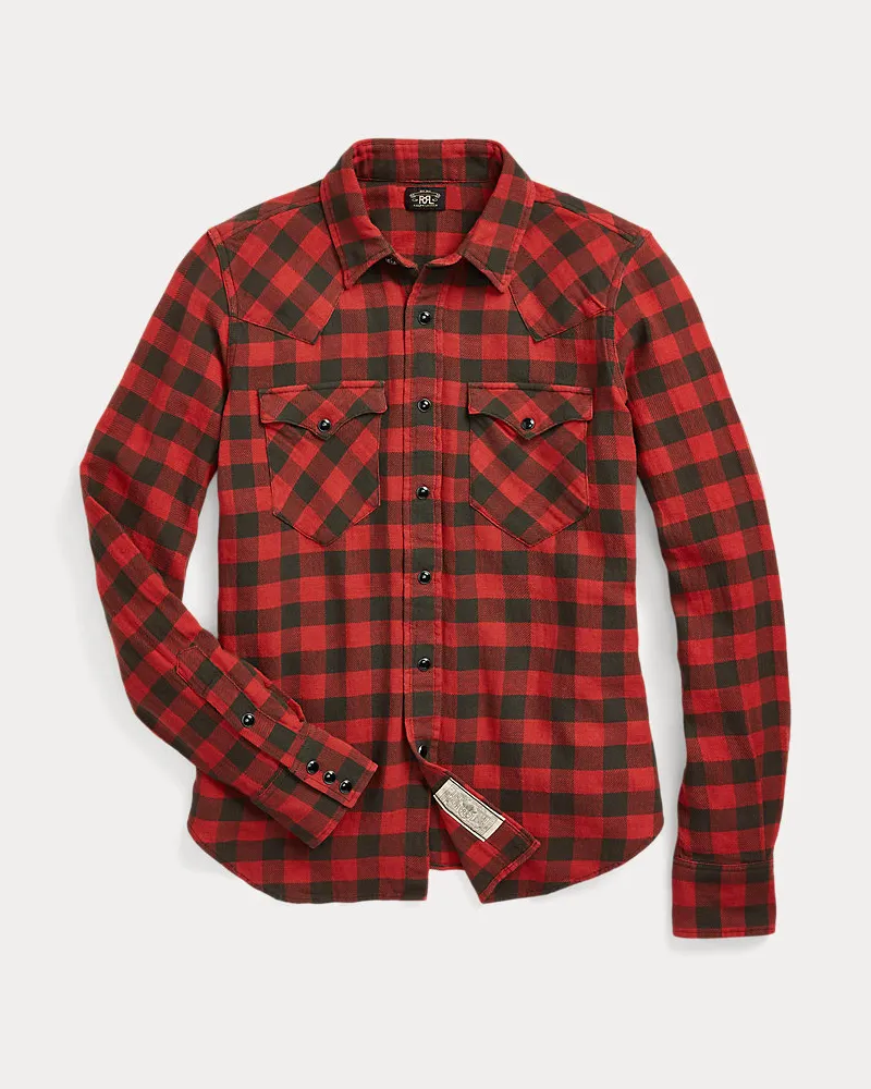 Ralph Lauren Kariertes Baumwoll-Leinen-Westernhemd Red