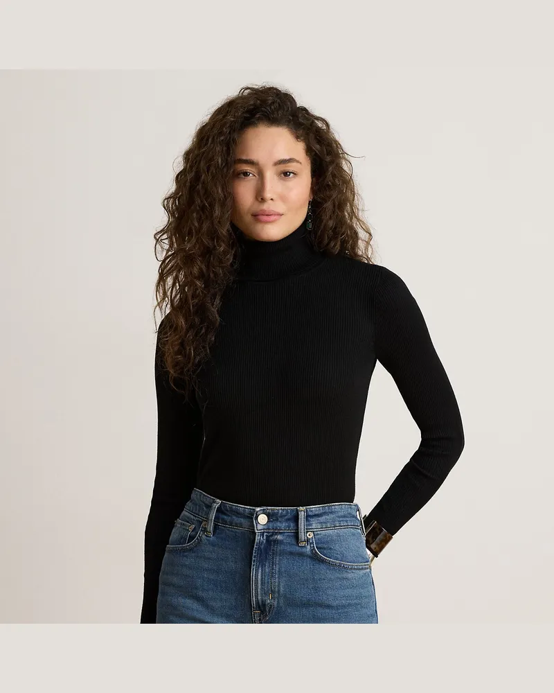 Ralph Lauren Gerippter Rollkragenpullover Black