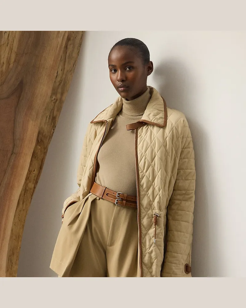 Ralph Lauren Steppmantel Saundra mit Lammlederbesatz Tan