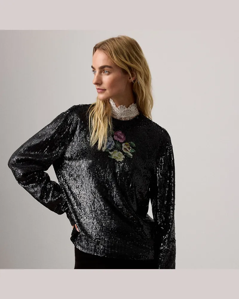 Ralph Lauren Tüll-Oberteil Sharon mit Verzierung Black