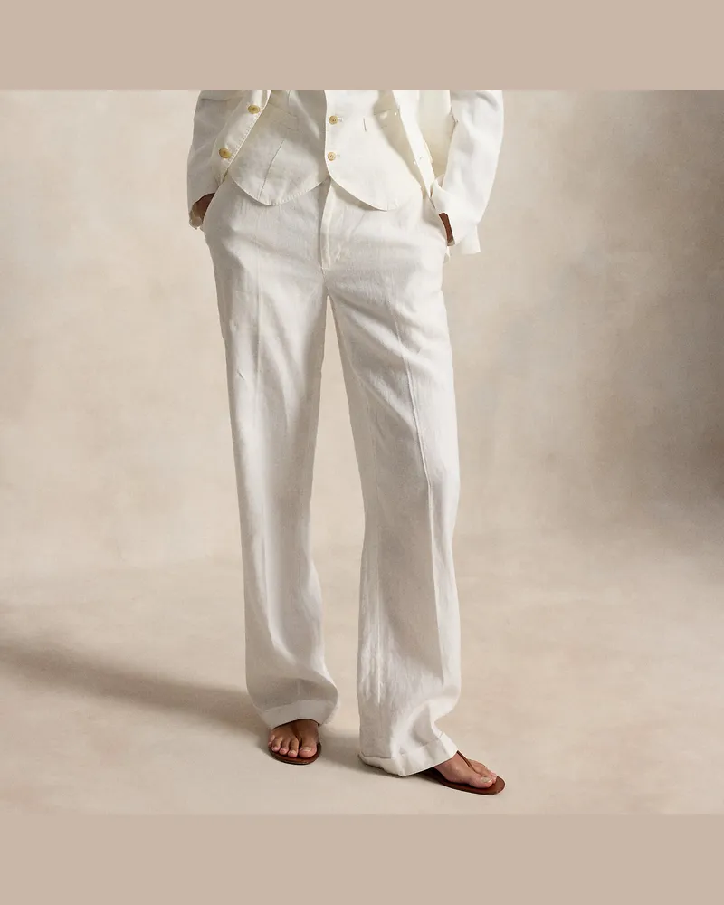 Ralph Lauren Relaxed-Straight-Fit Hose aus Leinen White
