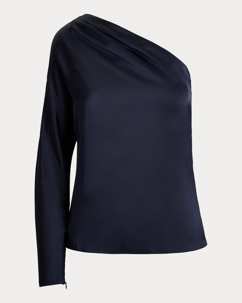 Ralph Lauren Einschultrige Bluse aus Satin-Charmeuse Blue