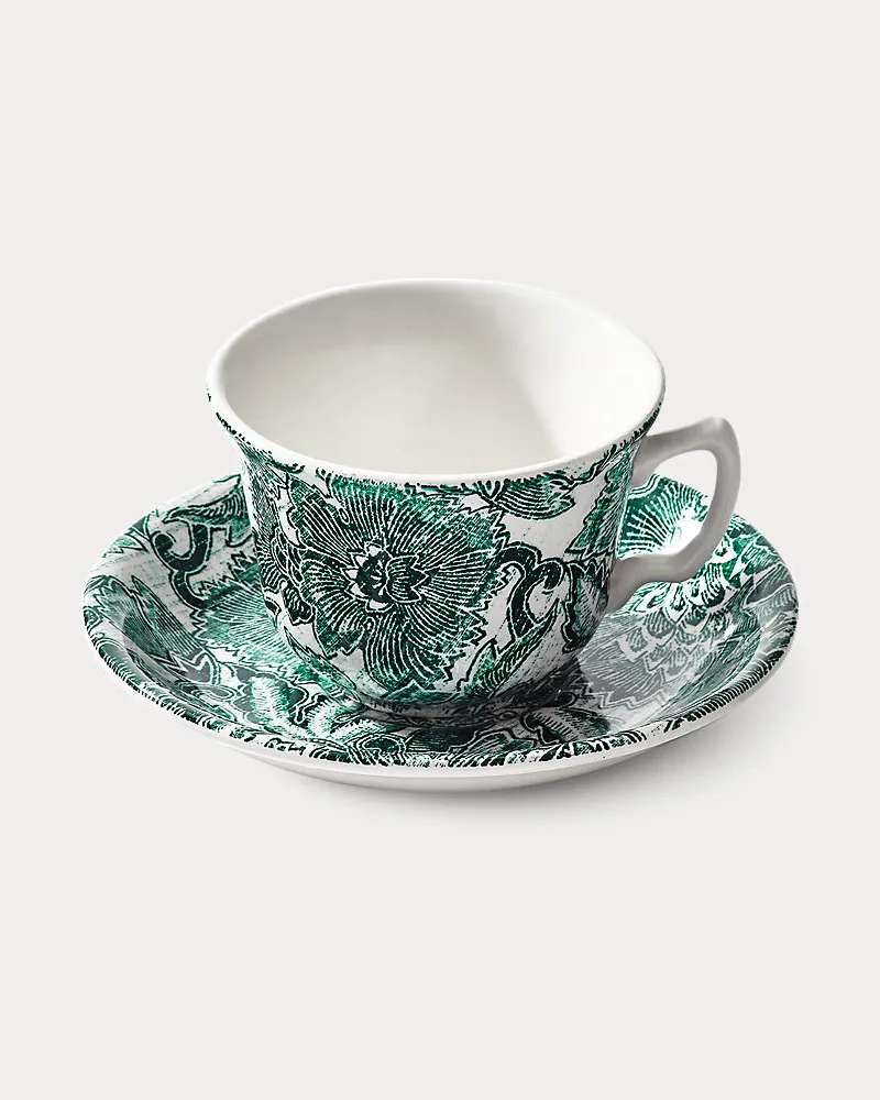 Ralph Lauren Home Teetasse und Untertasse Faded Peony Green