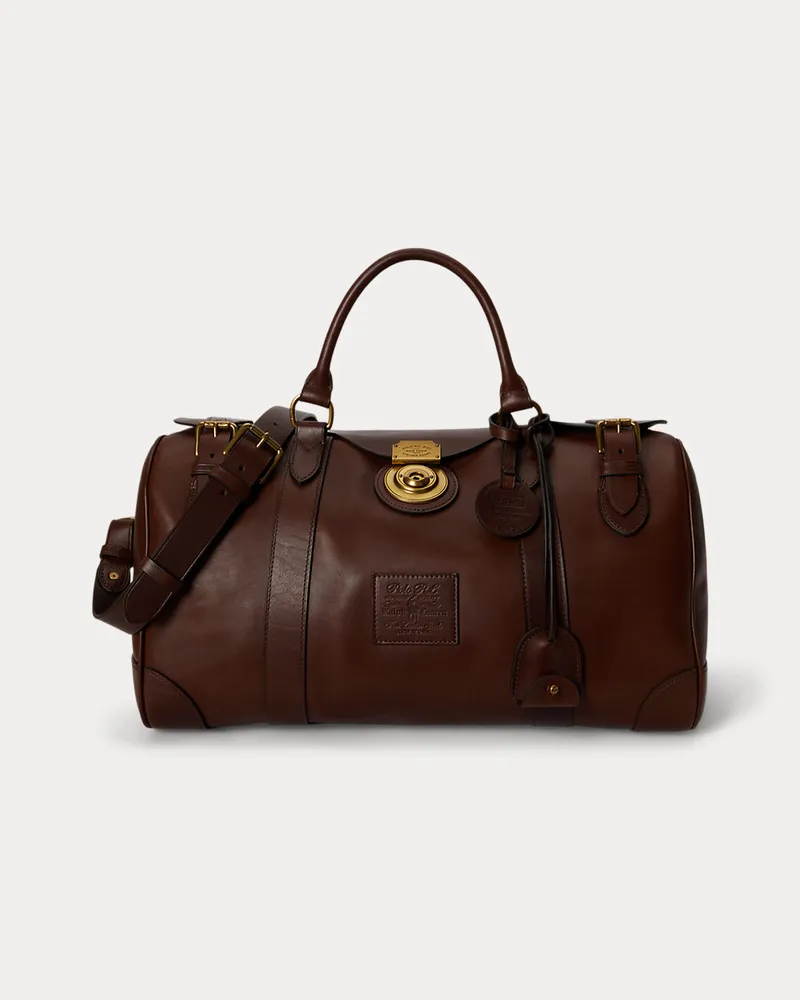 Ralph Lauren Kleine Leder-Reisetasche Heritage Lock Brown