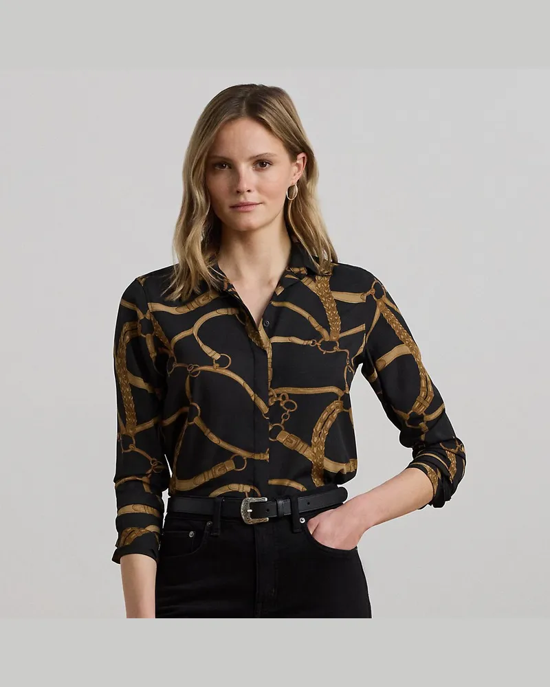 Ralph Lauren Classic-Fit Crêpe-Hemd mit Gürteldruck Black