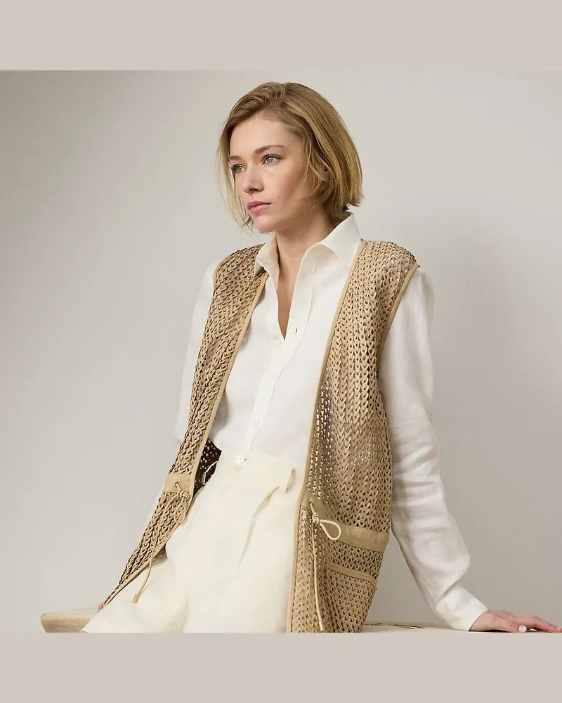 Ralph Lauren Weste Tabetha aus gewebtem Lammleder Natural