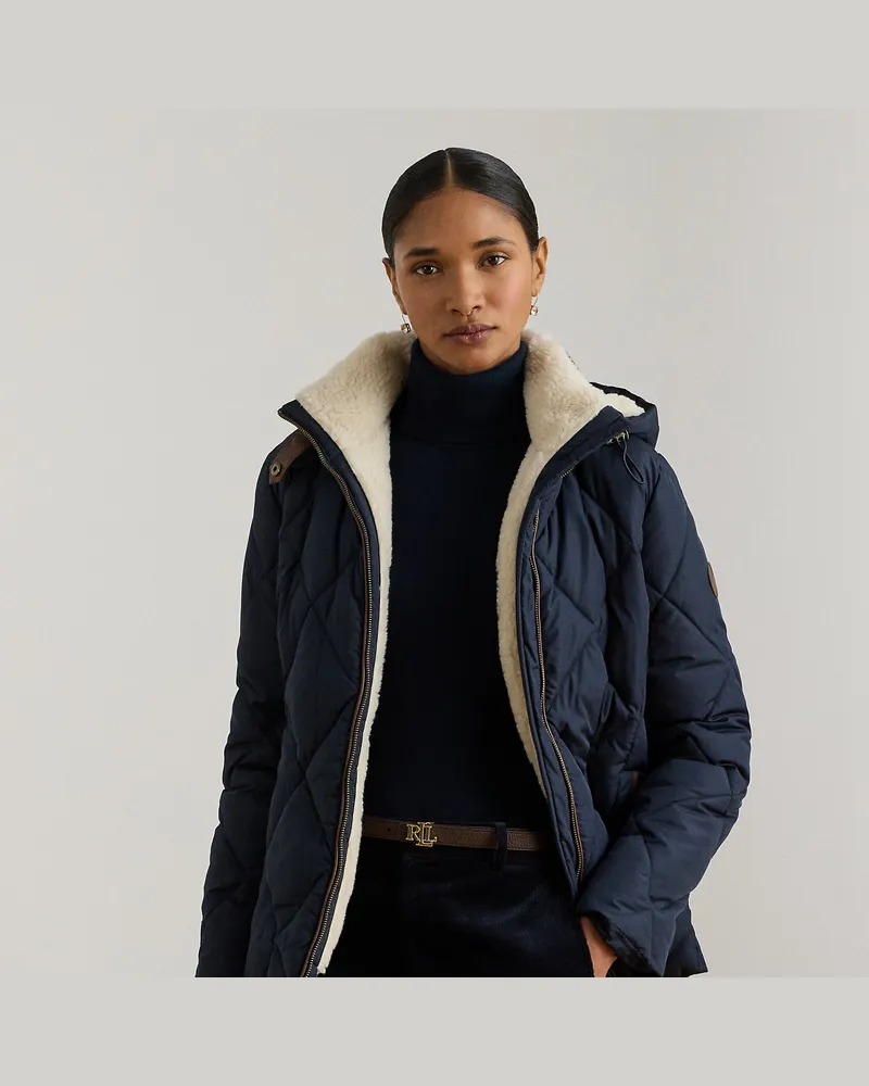 Ralph Lauren Steppjacke mit Kunstlederbesatz Blue