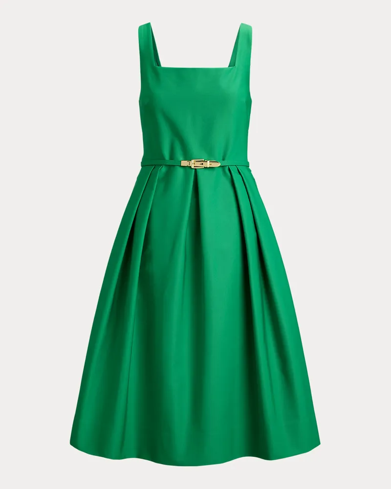 Ralph Lauren Faille-Cocktailkleid mit Gürtel Green