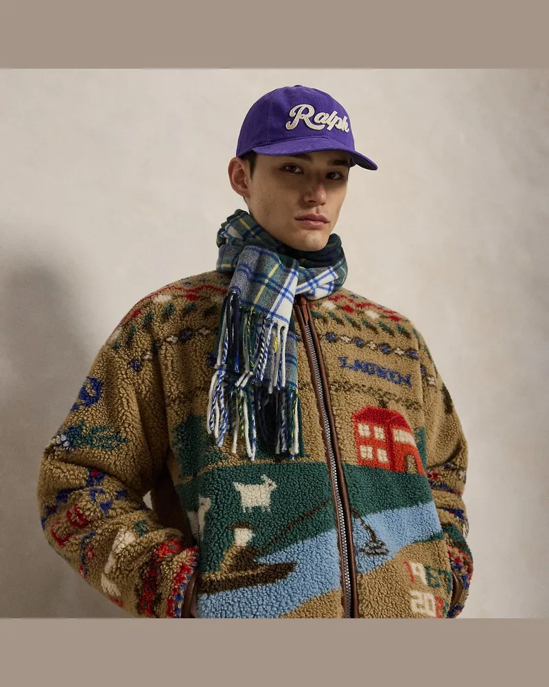Ralph Lauren Fleecejacke mit malerischem Motiv Tan