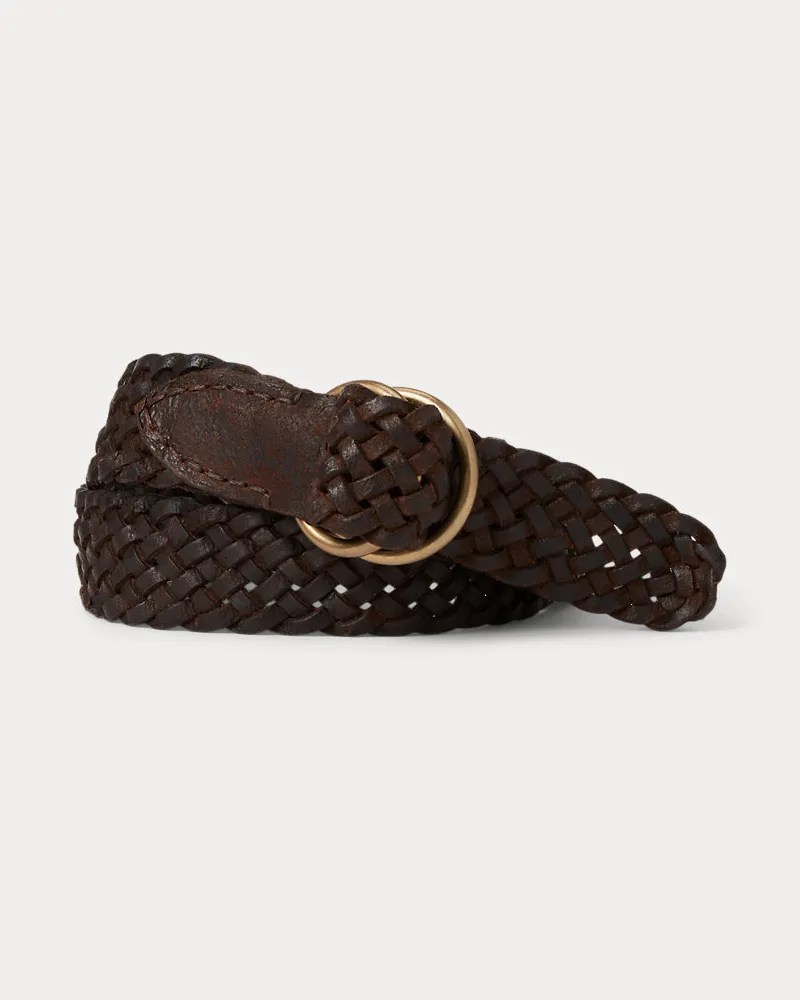 Ralph Lauren Geflochtener Ledergürtel Brown